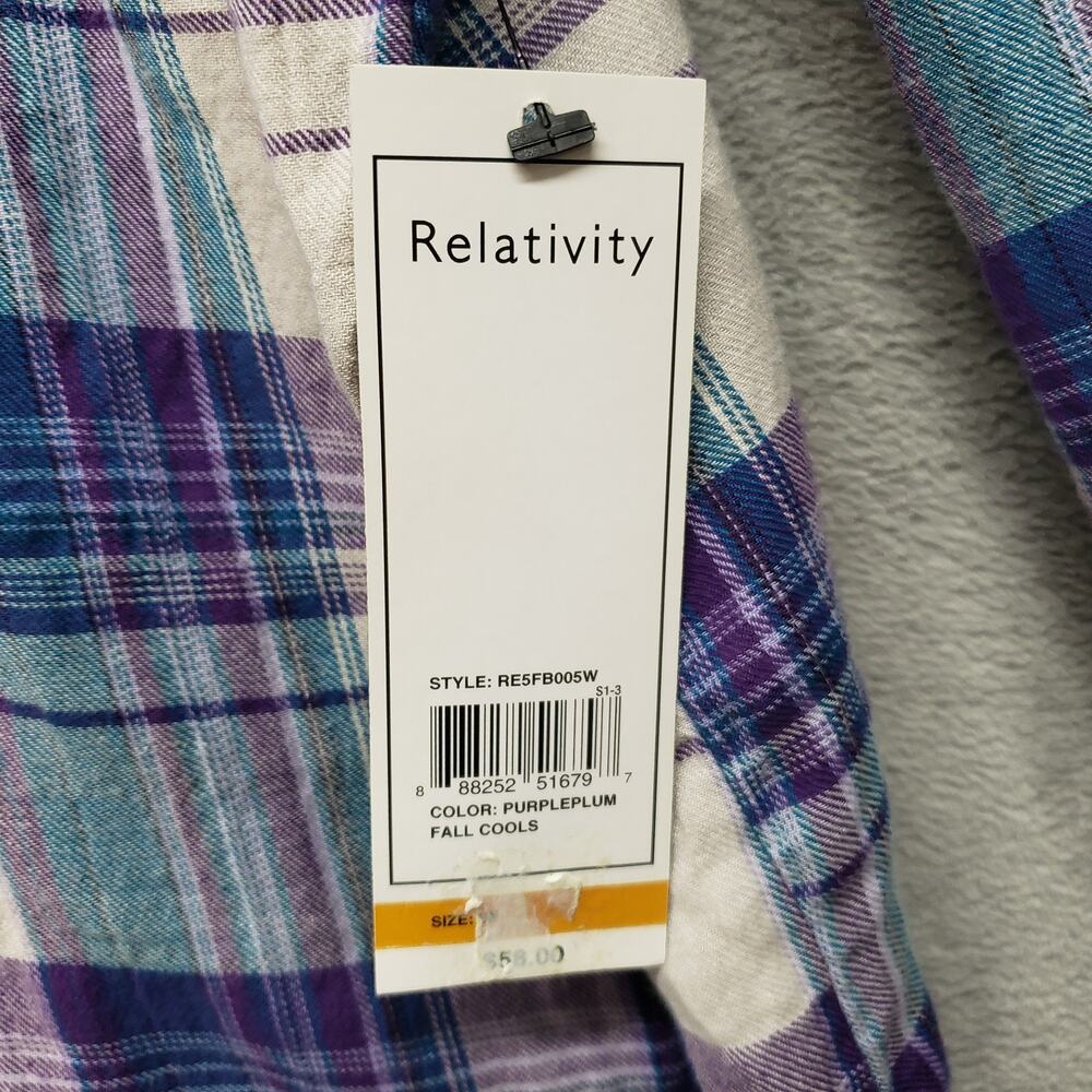 Relativity Plaid Shirt Womens SZ 3X NWT Long Sleeve Button Down Top Lightweight - Picture 12 of 15